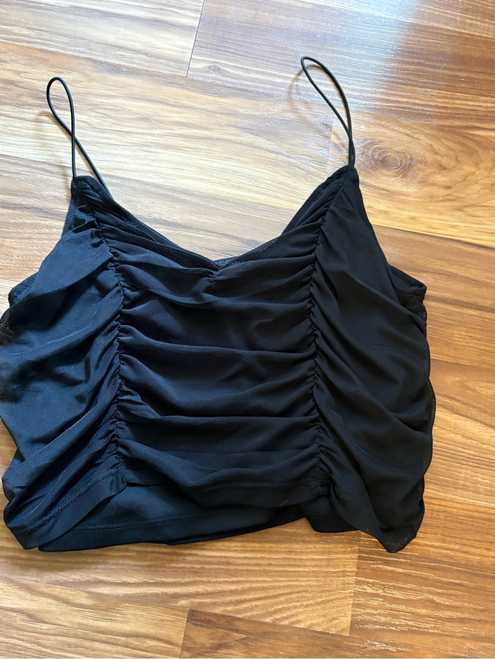 Forever 21 Black Ruched Spaghetti Strap Cami